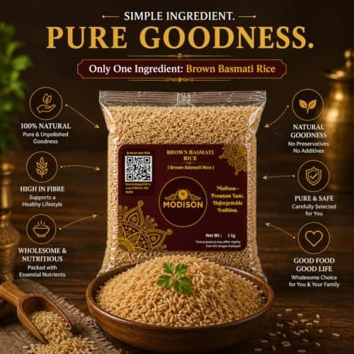 MODISON Brown Basmati Rice Wholegrain Long Grain Rice 1kg Vegan thumbnail 6