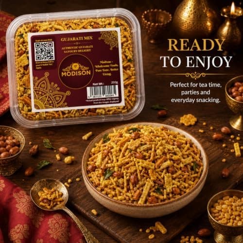 MODISON Gujarati Mix Indian Namkeen Snack Traditional Savoury 200g thumbnail 5