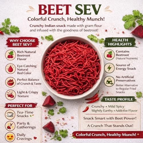 MODISON Beet Sev Indian Namkeen Beetroot Flavoured Snack 180g thumbnail 6
