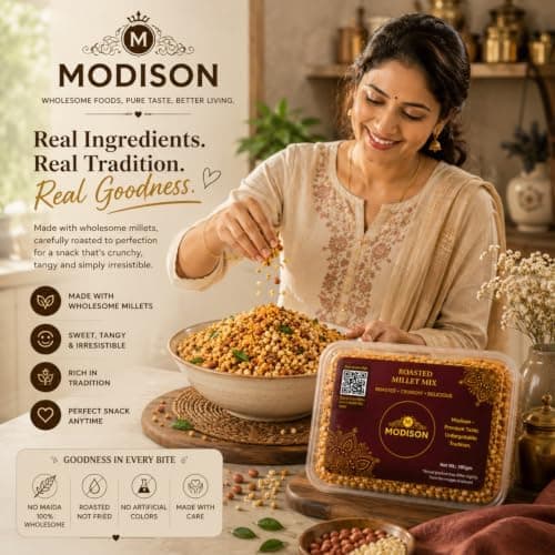 MODISON Roasted Millet Mix Indian Namkeen Crispy Multigrain 180g thumbnail 6
