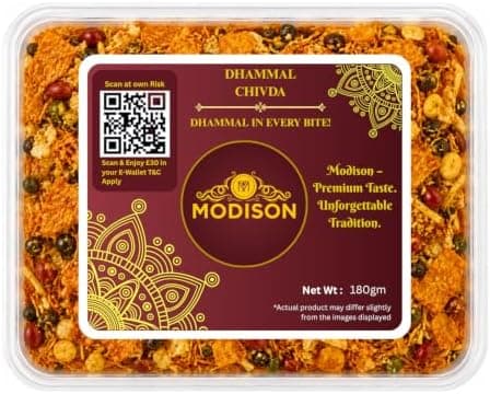 MODISON Dhammal Chivda Indian Namkeen Spicy Crunchy Mix 180g thumbnail 1