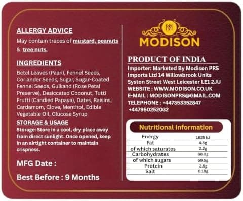 MODISON Calcutta Mitha Paan Indian Mouth Freshener 100g thumbnail 2