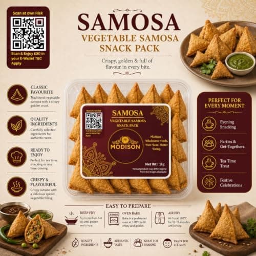 MODISON Samosa Traditional Frozen Indian Snack 1kg thumbnail 3