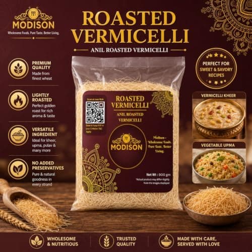 MODISON Roasted Vermicelli Premium Wheat Semolina Seviyan 900g thumbnail 3