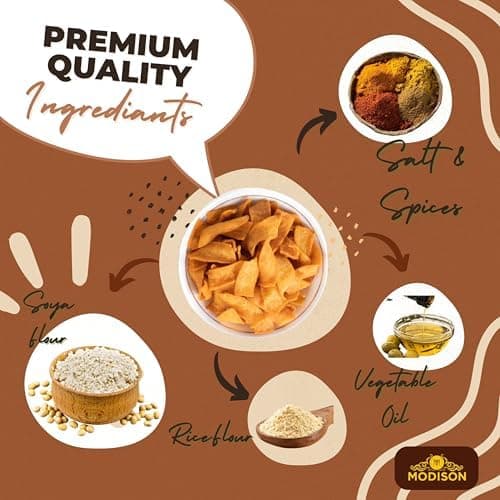MODISON Soya Papdi Healthy Snacks Crispy Protein Rich 180g thumbnail 3