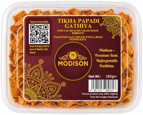 MODISON Tikha Papadi Ghatiya Indian Snacks Spicy Besan 180g thumbnail 1