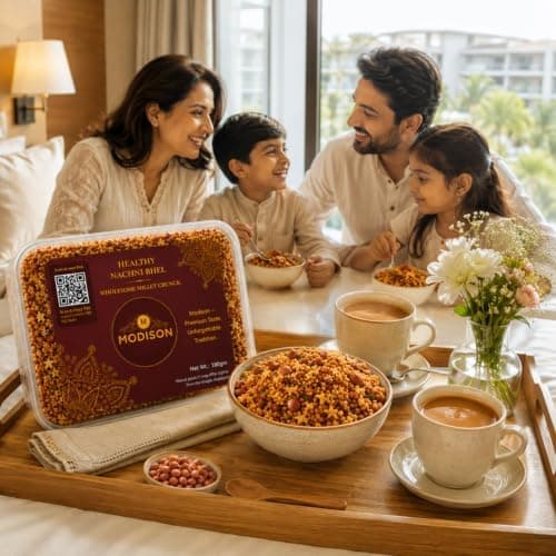 MODISON Healthy Nachni Bhel Indian Namkeen Crispy Ragi Puff 180g thumbnail 6