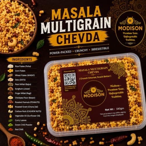 MODISON Masala Multigrain Chevda Indian Namkeen Roasted Mix 180g thumbnail 4