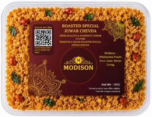 MODISON Roasted Juwar Chevda Indian Namkeen Crunchy Sorghum 180g thumbnail 1