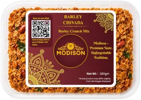 MODISON Barley Chivda Indian Namkeen Crispy Savory Mix 180g thumbnail 1