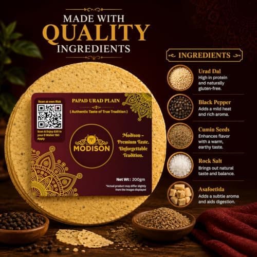 MODISON Plain Urad Papad Indian Papad Crispy Lentil Wafer 200g thumbnail 7