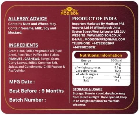 MODISON Madras Mixture Indian Namkeen Snack Spicy Savoury 200g thumbnail 2