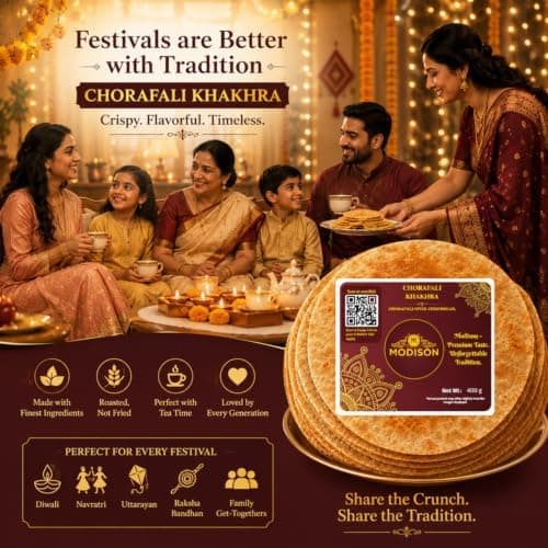 MODISON Chorafali Khakhra Whole Wheat Crispbread Roasted 400g thumbnail 7