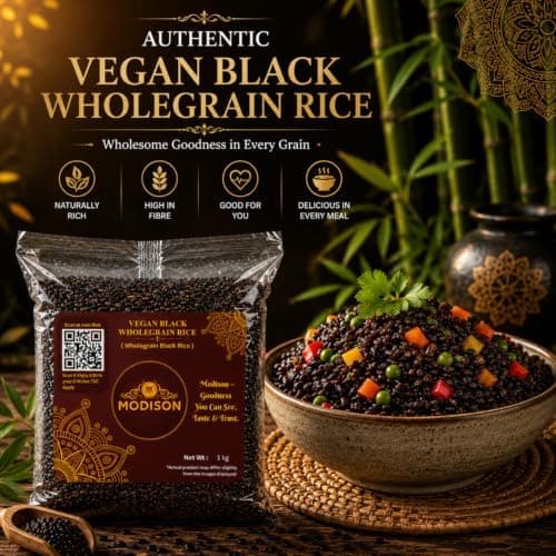 MODISON Vegan Black Wholegrain Rice Gluten Free Natural 1kg thumbnail 2