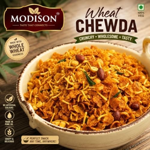 MODISON Wheat Chevda Indian Namkeen Crispy Flakes Mix 180g thumbnail 3