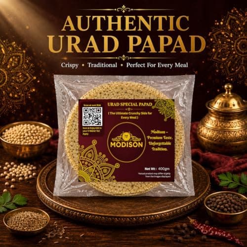 MODISON Urad Special Indian Papad Black Pepper Lentil Wafer 400g thumbnail 3