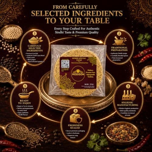 MODISON Sindhi Special Indian Papad Black Pepper Cumin 200g thumbnail 3