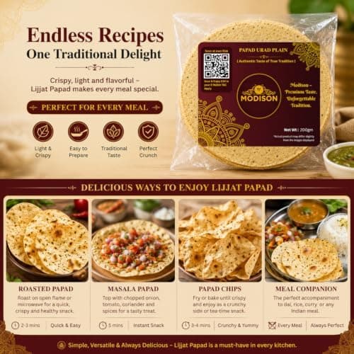 MODISON Plain Urad Papad Indian Papad Crispy Lentil Wafer 200g thumbnail 5