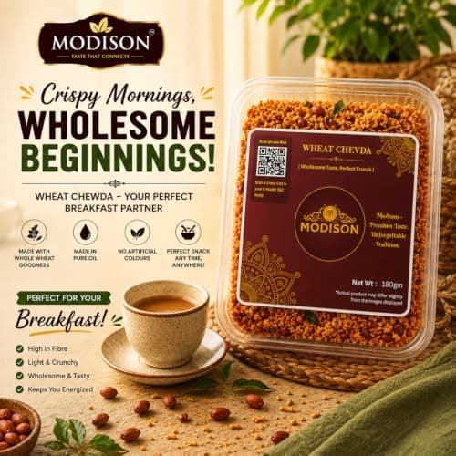 MODISON Wheat Chevda Indian Namkeen Crispy Flakes Mix 180g thumbnail 5