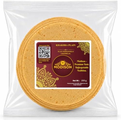 MODISON Plain Khakhra Whole Wheat Crispbread Roasted Snack 200g thumbnail 1