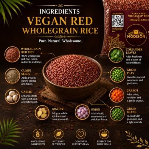 MODISON Vegan Red Wholegrain Rice Natural Gluten Free 1kg thumbnail 7