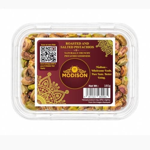 MODISON Roasted Pistachios Indian Dry Fruit Salted Pista 180g thumbnail 1