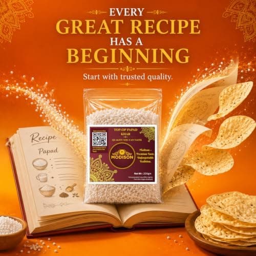 MODISON Top Op Papad Khar Indian Papad Ingredient Fine Powder 200g thumbnail 5