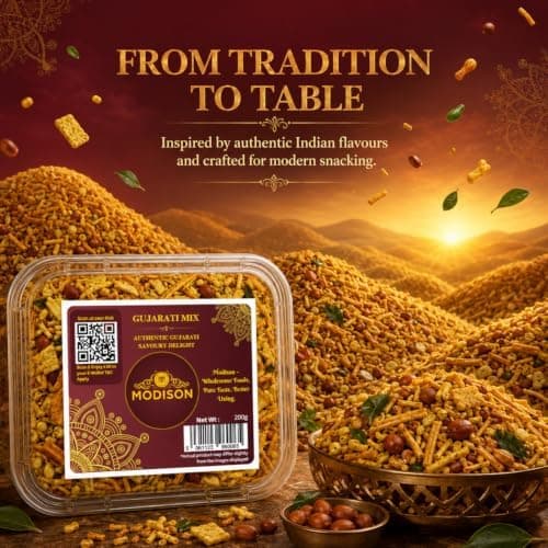 MODISON Gujarati Mix Indian Namkeen Snack Traditional Savoury 200g thumbnail 6