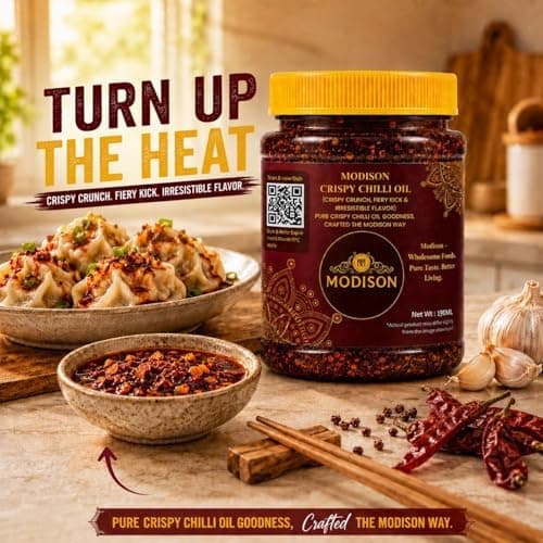 MODISON Crispy Chilli Oil 190ml – Spicy Chilli Crunch Condiment with Crispy Garlic | Bold Flavor & Crunch | Ideal for Noodles, Ramen, Dumplings & Rice Bowls | Vegan Friendly (190ml) thumbnail 7