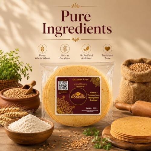 MODISON Plain Khakhra Whole Wheat Crispbread Roasted Snack 200g thumbnail 4