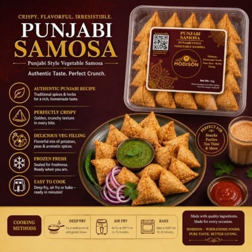 MODISON Punjabi Samosa Traditional Frozen Indian Snack 1kg thumbnail 3