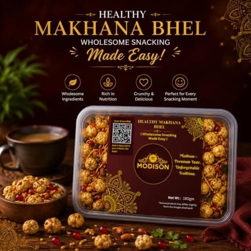 MODISON Makhana Bhel Indian Namkeen Roasted Fox Nuts 180g thumbnail 7