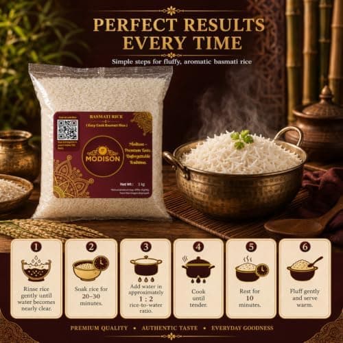 MODISON Easy Cook Basmati Rice Long Grain White Rice 1kg thumbnail 7