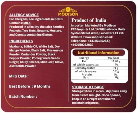 MODISON Roasted Makhana Healthy Snacks Chaat Masala Blast 80g thumbnail 2
