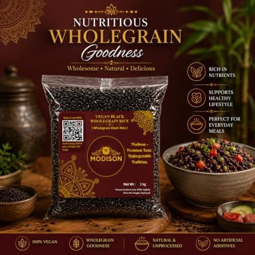 MODISON Vegan Black Wholegrain Rice Gluten Free Natural 1kg thumbnail 6