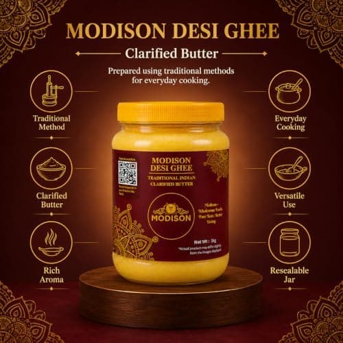 MODISON Desi Ghee Clarified Butter Pure Milk Fat 1kg thumbnail 4