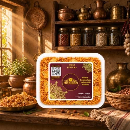 MODISON Papad Kurmura Indian Namkeen Crispy Puffed Rice 180g thumbnail 4