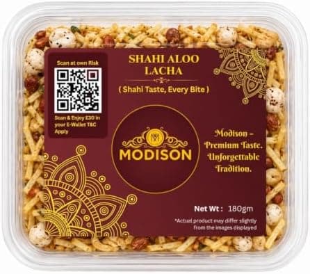 MODISON Shahi Aloo Lacha Indian Namkeen Crispy Potato Sticks 180g thumbnail 1