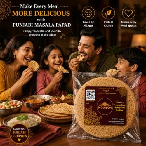 MODISON Punjabi Masala Indian Papad Spicy Lentil Wafer 200g thumbnail 6