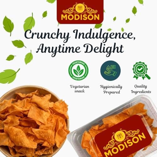 MODISON Tikha Papadi Ghatiya Indian Snacks Spicy Besan 180g thumbnail 5