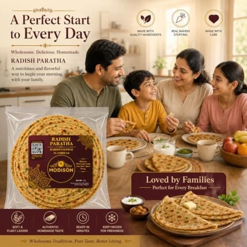 MODISON Radish Paratha Traditional Indian Flatbread Frozen 360g thumbnail 5