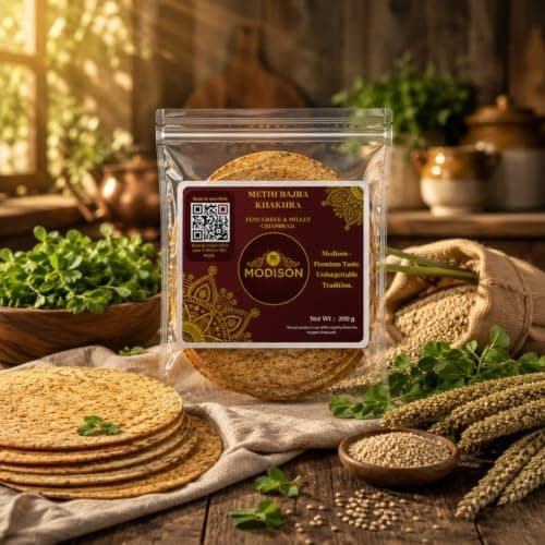 MODISON Methi Bajra Khakhra Fenugreek Millet Crispbread 200g thumbnail 4