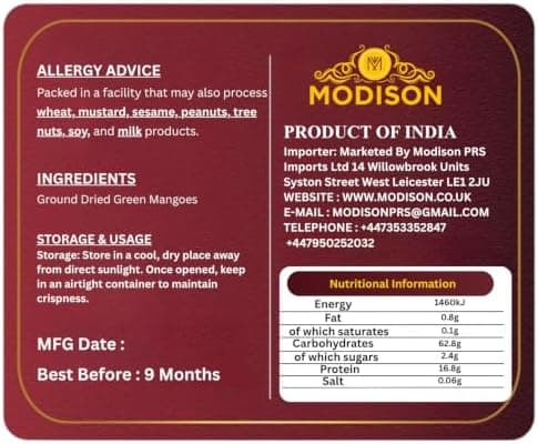 MODISON Amchoor Powder Indian Spices Dry Mango 100g thumbnail 2