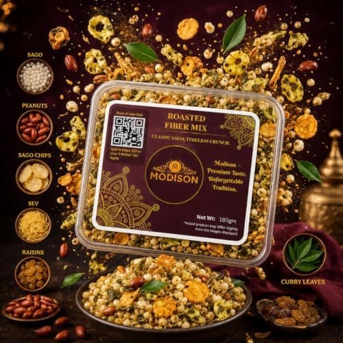 MODISON Roasted Fiber Mix Indian Namkeen Crunchy Millet Sorghum 180g thumbnail 6