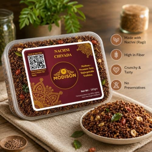 MODISON Nachni Chivada Indian Namkeen Roasted Ragi Millet 180g thumbnail 7