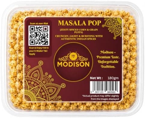 MODISON Masala Pop Indian Namkeen Crunchy Puffed Snack 180g thumbnail 1