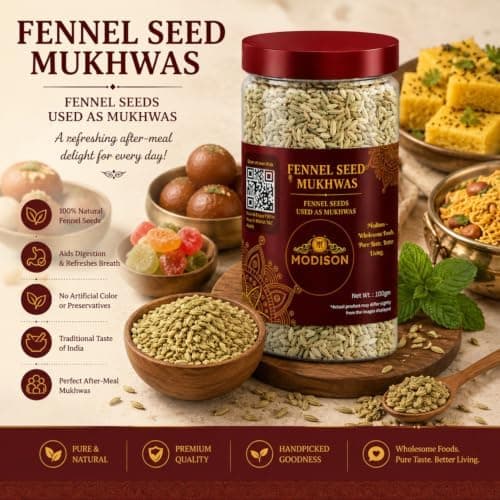 MODISON Fennel Seed Saunf Indian Mouth Freshener Sweet 100g thumbnail 3