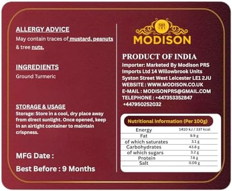 MODISON Turmeric Powder Indian Spices Pure Haldi 750g thumbnail 2