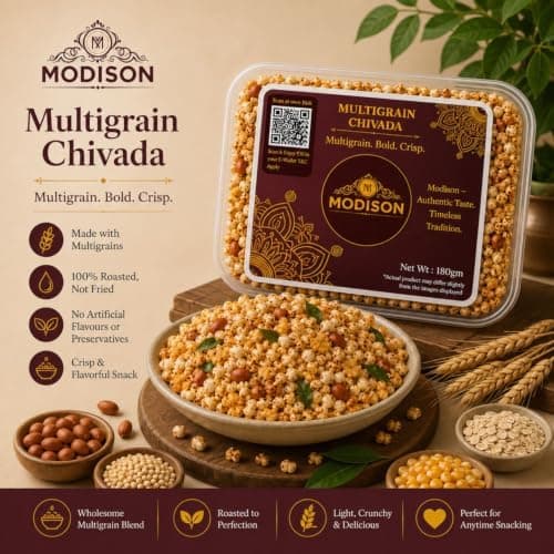 MODISON Multigrain Chivada Indian Namkeen Crispy Millet Blend 180g thumbnail 7