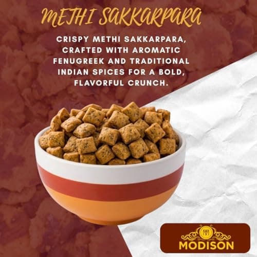 MODISON Methi Sakkarpara Indian Snacks Crispy Fenugreek 180g thumbnail 6